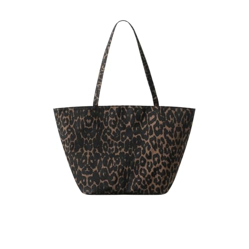 OCUH Oversized Leopard Prints Shoulder Bags for Women Deformable Canvas Large Capacity Shopping Totes (leopard,34 * 60 * 19 cm)