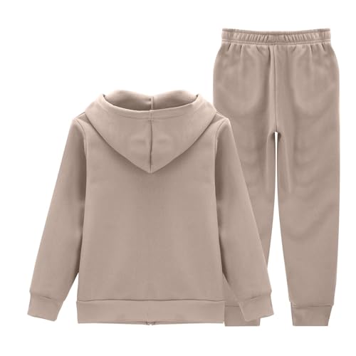 Boys Girls Preppy Sweatsuit Set 2 Piece Outfits Zip Up Hoodie Joggers Fall Winter School Athletic Clothing Set 𝐋ounge Outfit2