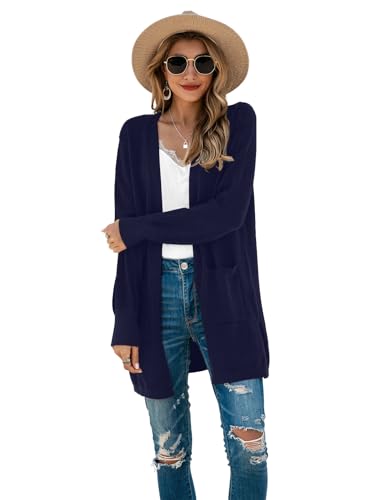 Image of TASAMO Cardigan Sweaters for Women Long Sleeve Open Front Casual Knit Fall Coat Oversized Soft Outwear with Pockets