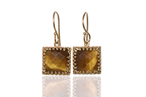 Boucles d'oreilles oeil de tigre pour sublimer une robe de mariée