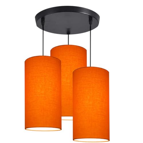 Image of 3 Set Hanging Cluster Light - Pendant Lamps in Cylindrical Shape for Living Rooms /Bed Rooms (Orange)