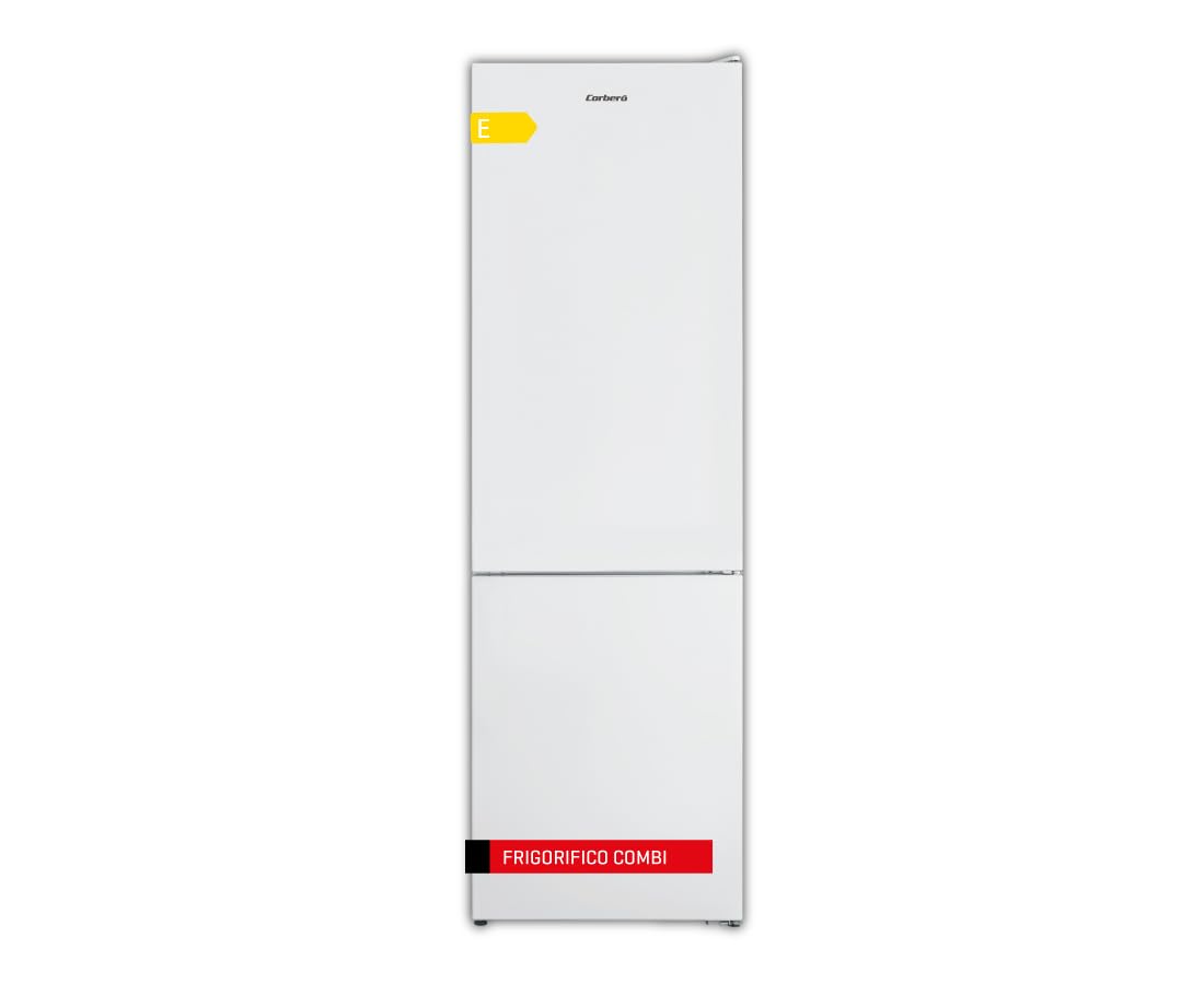 Corberó - Frigorífico Combi | CC200V24NFW | 327L | 60x59,5x201 | No Frost, Luz LED, Crisper, Balcones Ajustables, Estantes de Cristal, Huevera | 39 Db | Blanco