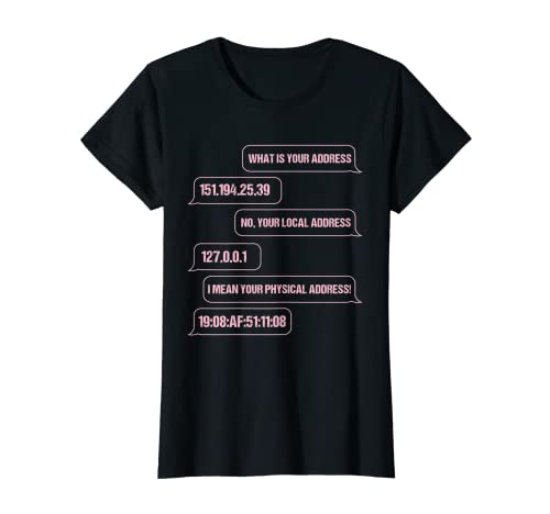 Mujer ¿Cuál es su dirección Funny Networking Computer Nerd IT Camiseta