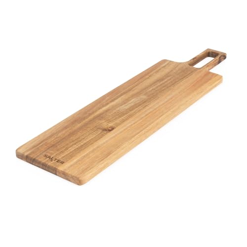 Salter BW13694EU7 Toronto - Tagliere da portata in legno da 55 cm, grande tavola da pascolo, in legno di acacia certificato FSC®, tagliere rettangolare con manico a pagaia, facile da pulire