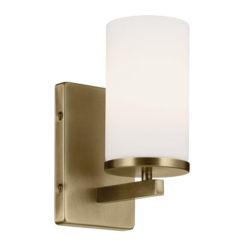 Kichler Crosby 1-Light Bathroom Wall Light, Natural Brass