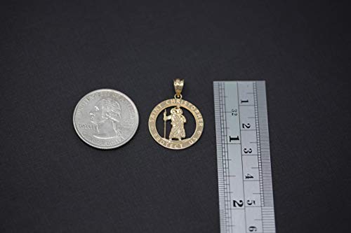 10k Gold St Christopher Protect Us Round Charm Pendant4