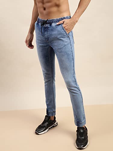 Image of Veirdo Men's Mid Rise Pure Cotton Slim Fit Full Length Jeans