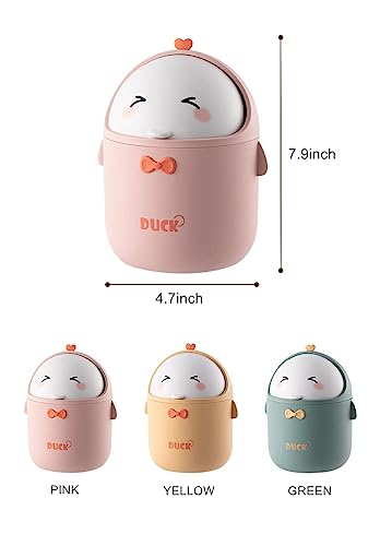 TOGHPUW TischmüLleimer Mit Deckel, MüLleimer BüRo Cute, Cartoon Table Trash Bin, Kleine Aufbewahrungsbox FüR Arbeitstische, BüRos, Kinderzimmer, Badezimmer (pink)