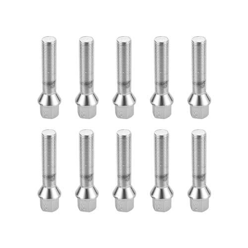 JNNJ 10 Piezas Juego Tornillos Rueda, Tornillos De Rueda Acero Cromado, Tornillos De Rueda De Asiento Cónico Excellence M14x1,5, Juego Tornillo Ruedas Repuesto, Para Llantas Aleación Y Desmontadoras