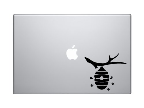 Bee Icon #7- Tree Hive Honey Local Colony Nectar Honeycomb - 5" Black Vinyl Decal Sticker Car Macbook Laptop