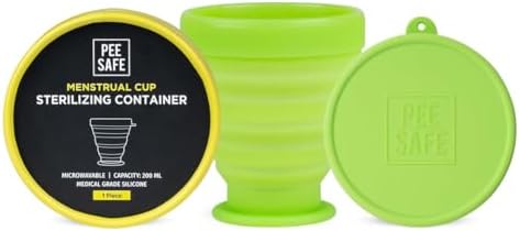 Pee Safe Menstrual Cup Sterilizing Container (Pack of 1N) | Menstrual Cup Sterilizer | Medical Grade Silicone | Microwaveable, Compact and Travel Friendly |for women| Green Menstrual Cup Cleaner