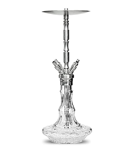 WD Hookah Shisha Wasserpfeife G32-9 Silver/Clear