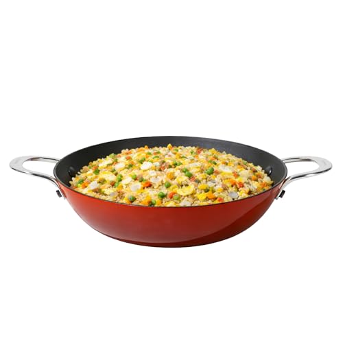 Image of CUMIN CO. Enamel Cast Iron Kadai LITE | 5.5L, 32 cm | 5 Years Warranty | Non Toxic Heavy Bottom Kadhai for Frying | Induction & Gas Compatible | Chemical Free Coating | Color: Rust
