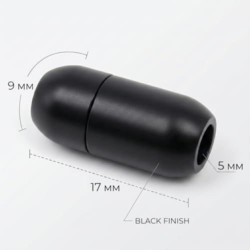 Image of Beadsnfashion 10 Pcs Strong Magnetic Tube Clasps - 17x9mm, 5mm Hole Size Black Finish | Premium Magnetic Clasp for Jewellery Making, Bracelets & Necklaces | Essential Jewelry Findings for DIY Crafting