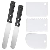 2 Offset Spatula and 3 Icing Smoother Scrapers Set Thickened Frosting Knife Stainless Steel Cake Decorating Kit Baking Accessories