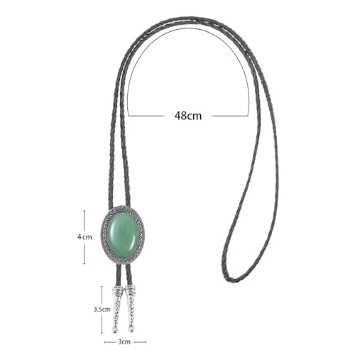 Image of AZORA Western Cowboy Bolo Tie Men Leather Necktie Leather Cord Turquoise Stone Bolo Ties for Men Women