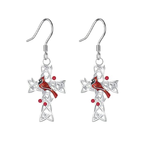Womens Fashion Celtic Knot Cardinal Drop Earrings Red Cardinal Daily Wear Jewelry