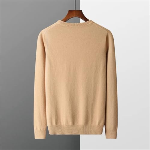 Men's Loose Round Neck Solid Color Cashmere Sweater Casual Warm Sweater2