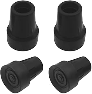NOAOVO Cane Tip 3/4 inch 4pcs for Walking Cane Stick Crutch Rubber Feet Walker Accessories Quad Tips Prong Leg Black Pad Heavy Duty