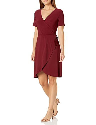 Star Vixen Women s Short-Sleeve Ballerina Wrap Dress, Burgandy, M