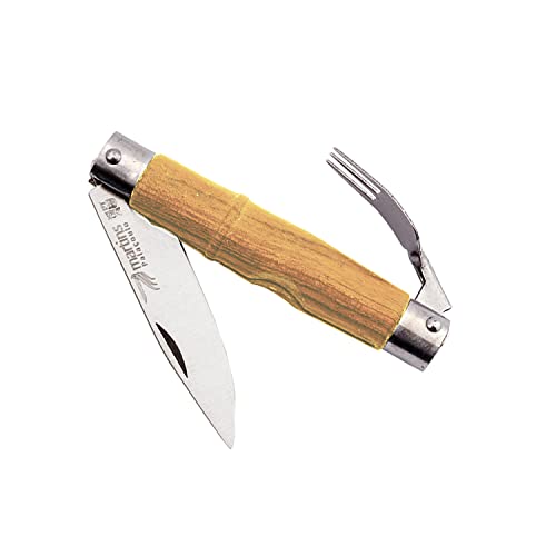 Parabellum MARTINS Navaja hoja 7cm acero 420 mango madera haya con tenedor y abrebotellas