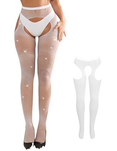 Image of ohyeahlady Fishnet Suspender Stocking High Waist Plus Size Tights High Lace Tight Pantyhose for Women XS-5XL