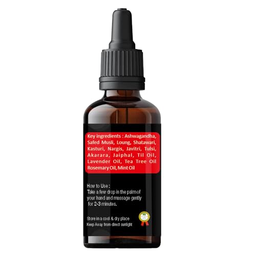 Vagal Pure Ayurvedic Massage Oil For Men | Premium Blended Ashwagandha & Shilajit Massage Oil For Men (30 ml Pack of 1)
