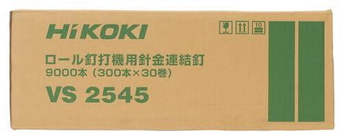 HiKOKI VS2545 Clavos de conexión para alambre, Longitud total 1.8 pulgadas (45 mm) x diámetro del eje 0.1 pulgadas (2.5 mm), rollo, para uñas neumáticas, para madera, 300 piezas x 30 rollos, recubrimiento amarillo, forma convexa miniatura 3