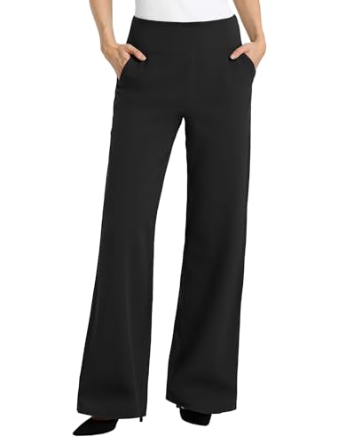 JEKAOYI Womens Wide Leg Dress Work Pants High Waist Business Casual Office Slacks with Pockets Black