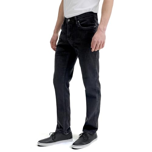 Urban Star Men's Slim Fit Stretch Jeans – Athletic Fit Tapered Denim – Superflex Comfort for Casual Wear and Work Attire – Black 36W x 32L