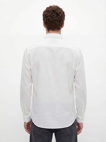 Image of SNITCH Men Casual Shirt | Slim Fit Long Sleeve Spread Collar Vertical Crinkle Textured Pattern | Breathable Polyester Blend & Stretchable Fabric for Casual Outing & Everyday Use
