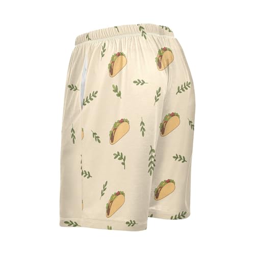 Men's Pajama Shorts Taco Plant Yellow Athletic Pajama Sleep Bottoms with Pockets 23020563