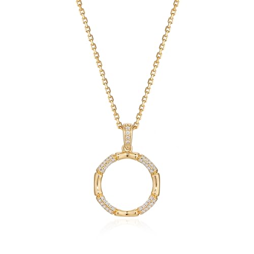Valloey Rover Dainty Gold Necklace for Women-14K Gold Plated Simple Pendant Circle Necklace Charm Statement Long Necklaces for Women Jewelry Gifts