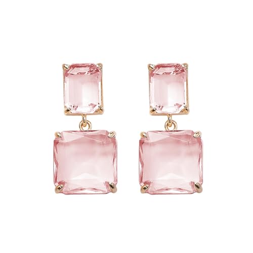 Rectangle Crystal Earrings for Women Transparent Rectangle Drop Earrings Rhinestone Geometric Earrings Wedding Guest Jewelry for Women