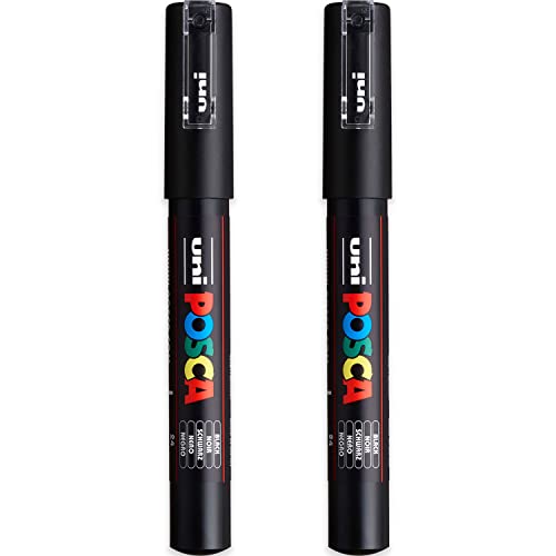 POSCA Lot de 2 marqueurs PC-1MC noir | pointe extra-fine conique
