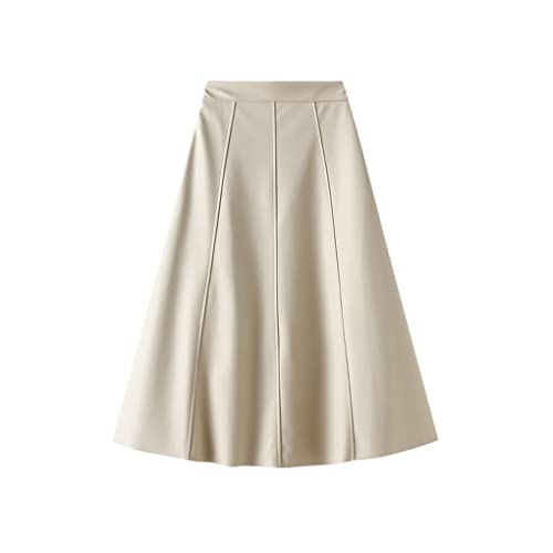 Jupe trapèze en simili cuir mi-longue pour élancer la silhouette