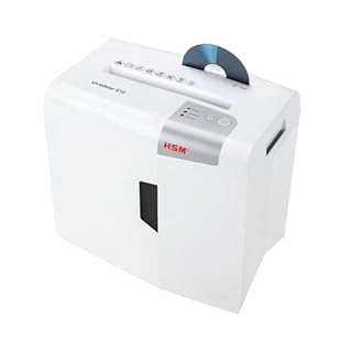 HSM shredstar S10, 10-Sheet Strip-Cut Paper/CD/Card Shredder, P-2 Security Level, 4.8 Gallon, White