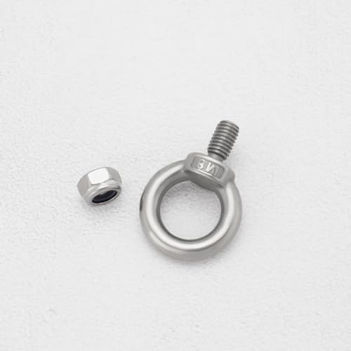 Image of OTOTEC 4 Sets M8 Lifting Eye Bolts with M8 Lock Nuts 304 Stainless Steel Eye Bolt for Mechanical Equipment Electric Power Marine Transportation, 264-B-BFW