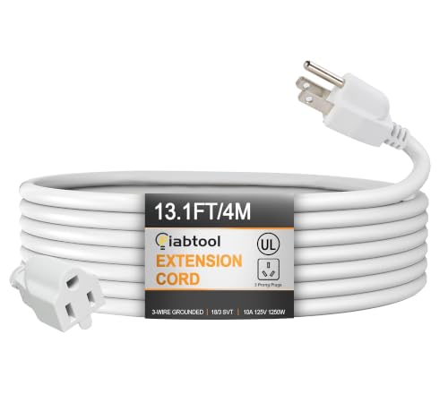 White Heavy-Duty Outdoor/Indoor Extension Cord with On/Off Switch - 12FT Waterproof 18/3 SVT Cable 1250W/10A Capacity 3-Prong Plug UL Listed for Garden Garage Workshops Home & Commercial Use