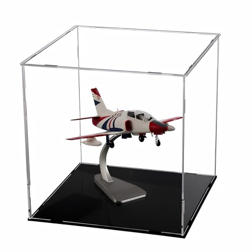 Vitrina de acrílico transparente con base negra, 65 x 65 x 10 cm/26 x 26 x 4 pulgadas, vitrina para coleccionar figuras de acción, juguetes, resistente al polvo, vitrina de protección para salón,