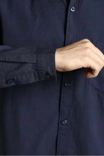 Image of Louis Philippe Men's Cotton Slim Fit Premium Textured Fabric Versatile Solid Easy Care, All Season Adapability Full Sleeve Casual Shirt