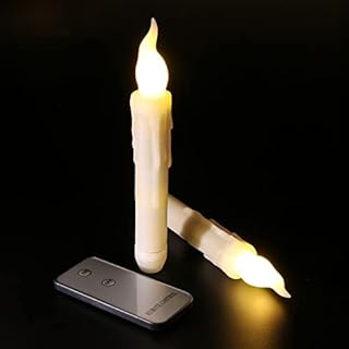 Ymenow LED Taper Candles, 2pcs AA Battery Operated LED Flameless Floating Candles Window Candle Lights with On/Off Remote Control for Home Table Wedding Xmas Tree Holiday Christmas Party Decoration