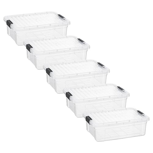 Image of Superio 7.4 Quart Clear Plastic Storage Bin with Lid, Stackable Organizer Box, BPA-Free Storage Container for Home, Garage, School & Office, 5 Pack