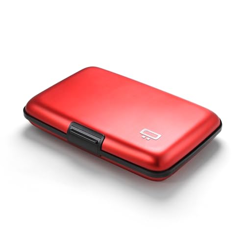ÖGON -DESIGNS- Porte-Cartes en Aluminium, Protection RFID Contre la fraude et la démagnétisation, Portefeuille Compact, modèle Smart Case Stockholm V1 (Red)