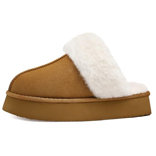 Litfun Womens Fuzzy Platform Slippers Fluffy Memory Foam Winter House Shoes for Indoor and Outdoor3