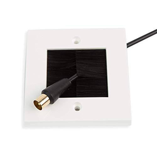 G-PLUG Cable Pass Through Wall Plate Faceplate with Brush – White Single Gang Cover for HDMI, TV, Ethernet, Speaker Wires – Easy to Install, Clean Cable Management Solution