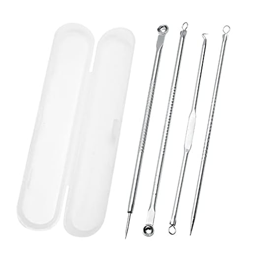 Fyra i en Silver Blackhead Remover Ingrown Hair Removal Kit Pore Extractor Beauty Tools Zit Ta bort för näsans ansikte