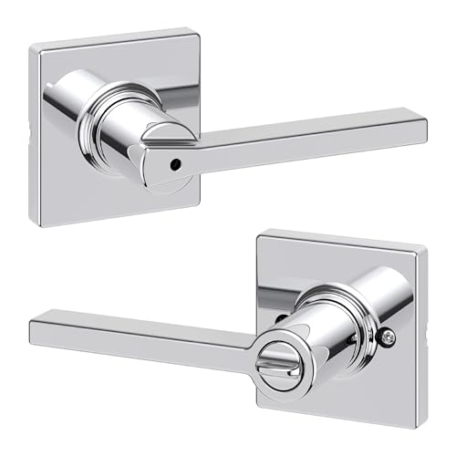 Image of Kwikset Casey Interior Privacy Door Handle with Lock, Door Lever For Bathroom and Bedroom, Polished Chrome Reversible Keyless Turn Lock