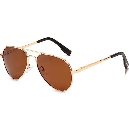 Kids Polarized Aviator Sunglasses for Girls Boys Classic Juniors Metal Frame Mirrored Aviator Sunglasses, 52mm