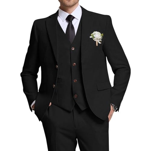 High-End Suits Retro Linen Suit for Men Casual Wedding Suit for Men Slim Fit 3 Pieces Jacket Blazer Vest Pant Groom Tuxedo